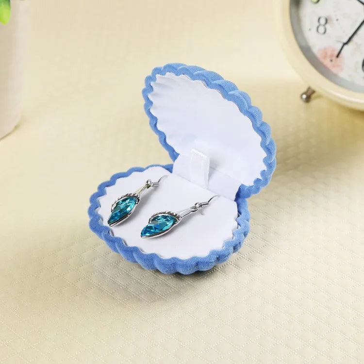 fashion shell plastic flocking jewelry boxes 1 piece