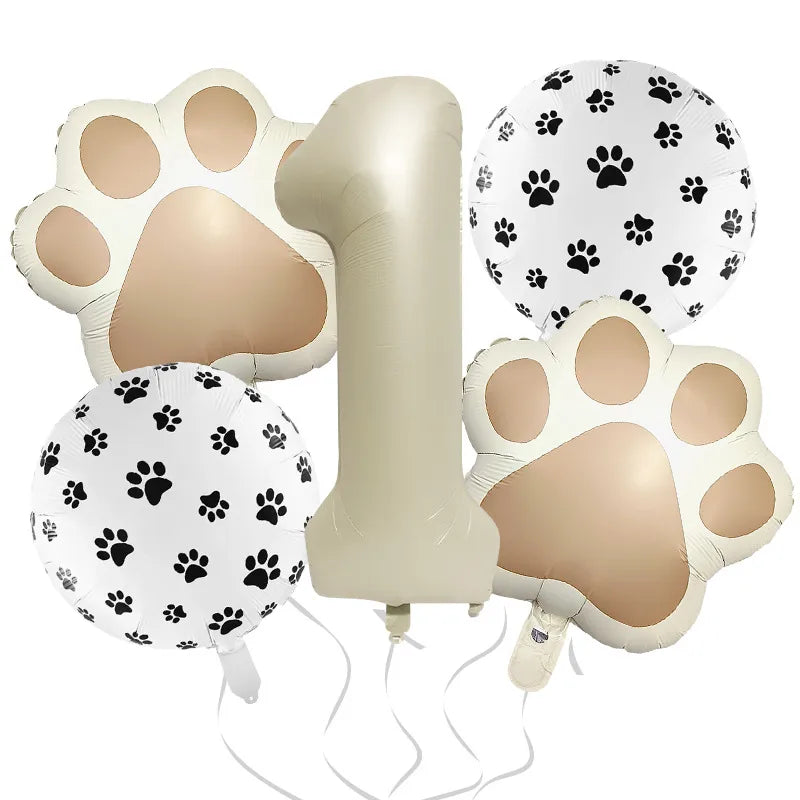 32-Inch Number Shaped Aluminum Foil Balloon Pet Animal Theme Paw Balloon Set Birthday Party Photography Props Celebration