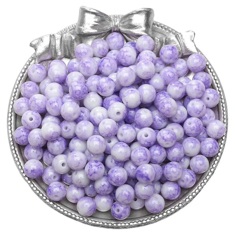 8mm Glass Gradient Porcelain Beads Round Beads Loose Beads DIY Handmade Beaded Bracelet Jewelry Accessories Material Kit Wholesale