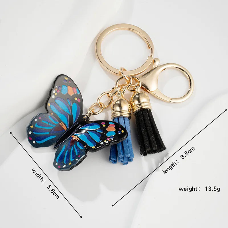 cute butterfly arylic epoxy women's bag pendant keychain