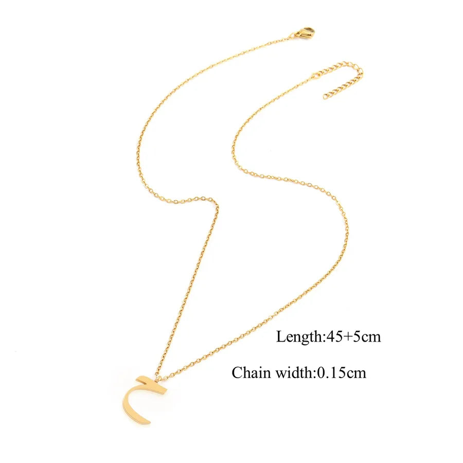 Wholesale Jewelry Casual Simple Style Arabic Letters 201 Stainless Steel 304 Stainless Steel cable chain Pendant Necklace