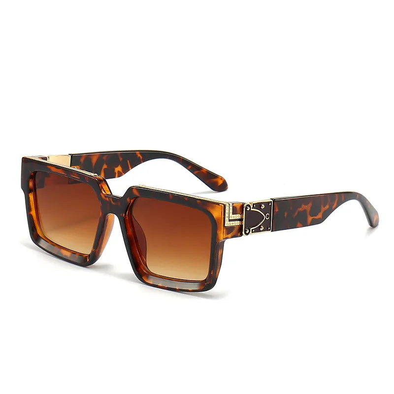 Hip-Hop Color Block Ac Square Full Frame Glasses
