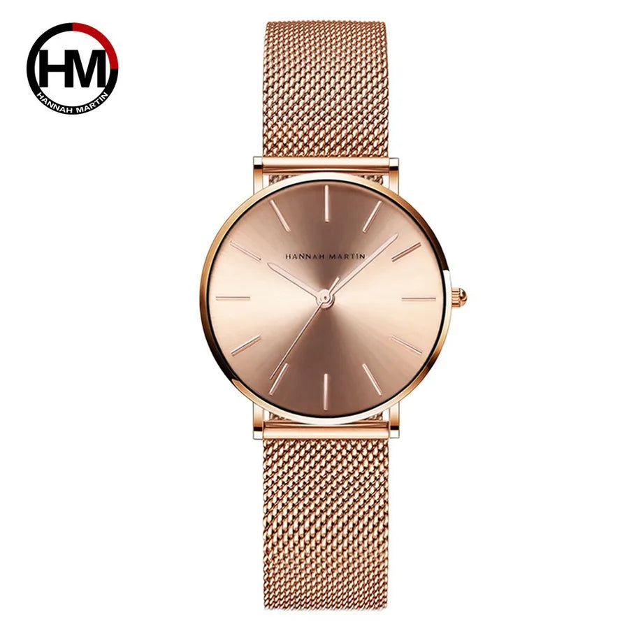 casual round double insurance jewelry buckle quartz women's watches