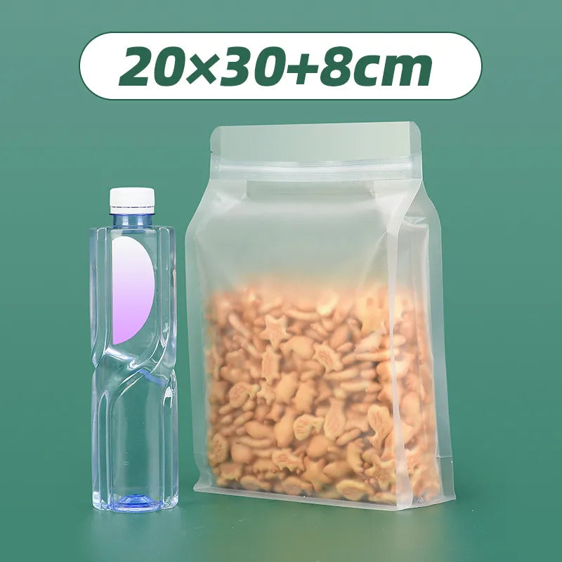 Thickened frosted transparent self-supporting packaging bag candy scented tea rice self-sealing bag cat food bait eight-sided sealing bag wholesale