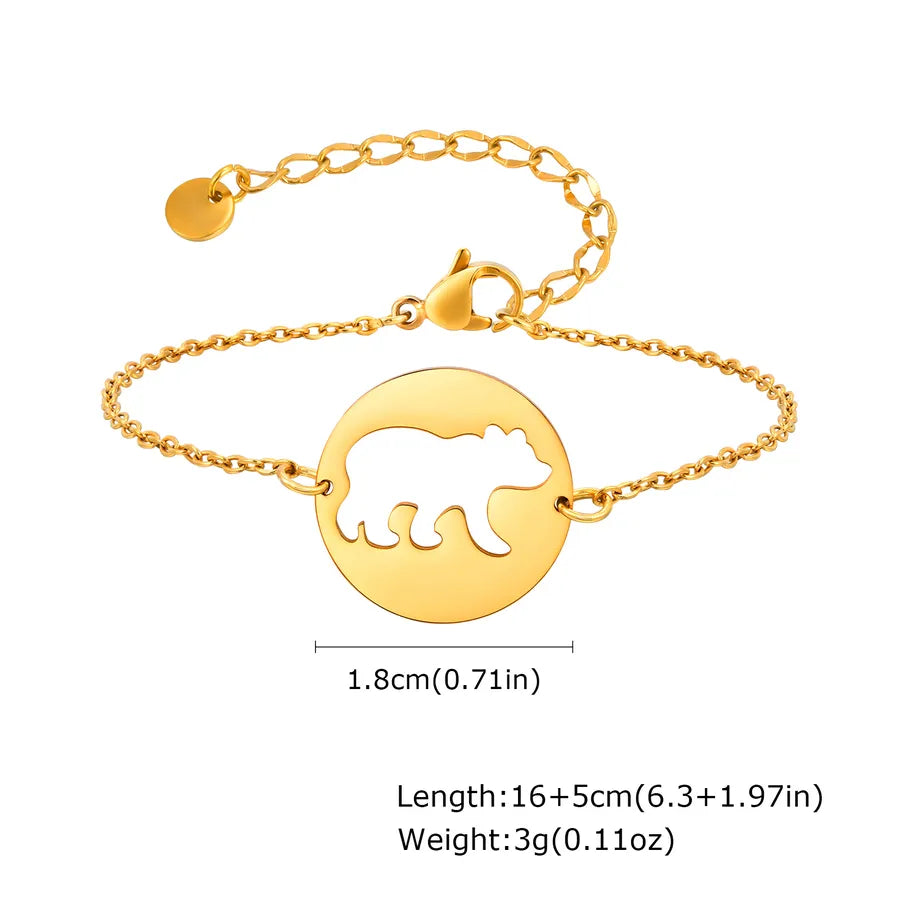 IG Style Casual little bear 304 Stainless Steel 18K Gold Plated cable chain Bracelets In Bulk