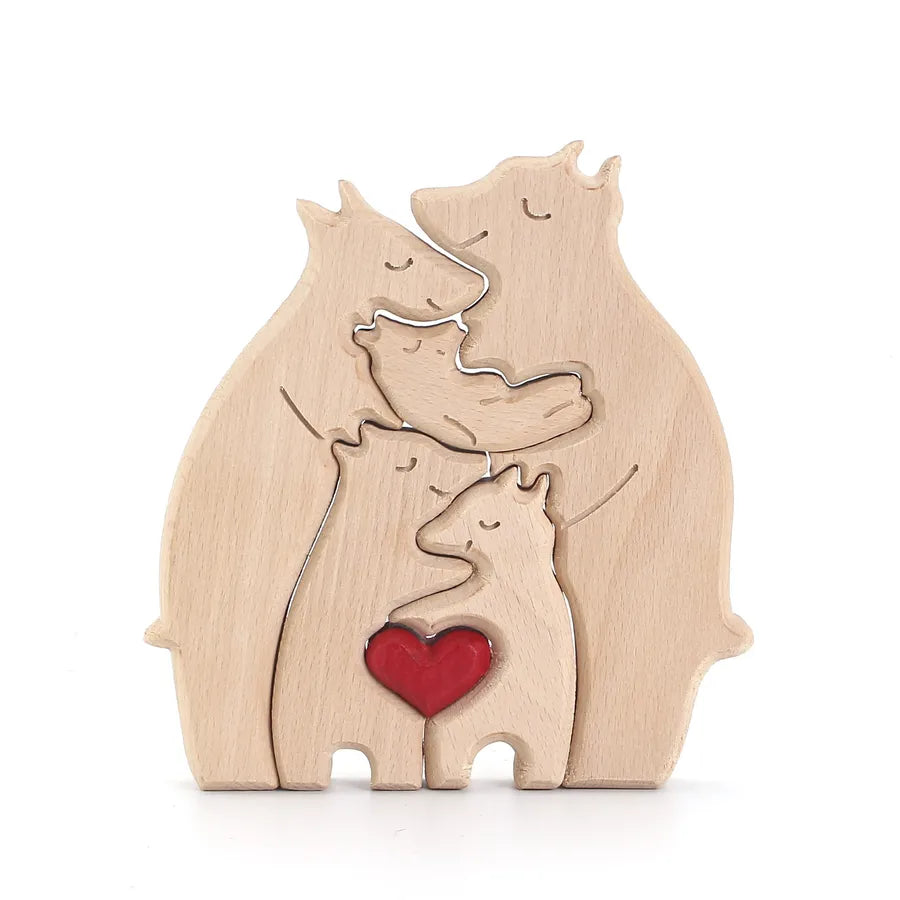 Mother'S Day Simple Style Bear Heart Shape Wood Casual Home Daily Ornaments