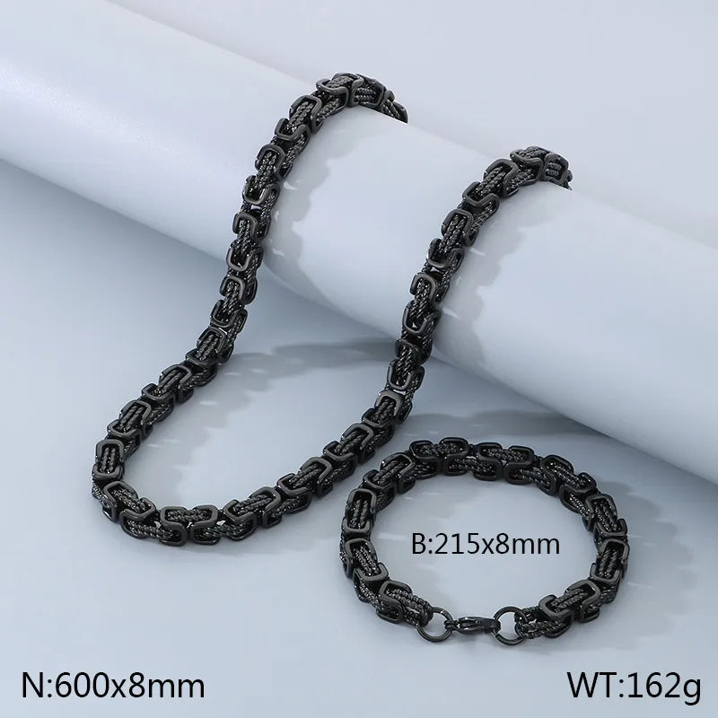 Wholesale Jewelry Hip-Hop Geometric 304 Stainless Steel 18K Gold Plated Jewelry Set