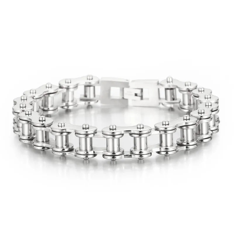 Hip-Hop Solid Color Stainless Steel 18K Gold Plated Men's Bracelets