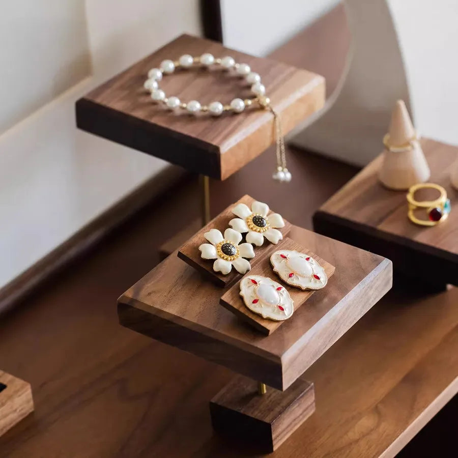 Solid Wood Jewelry Display Stand Ear Cuff Storage Tray Nordic Style Wooden Plate For Photographing And Arrangement Accessories