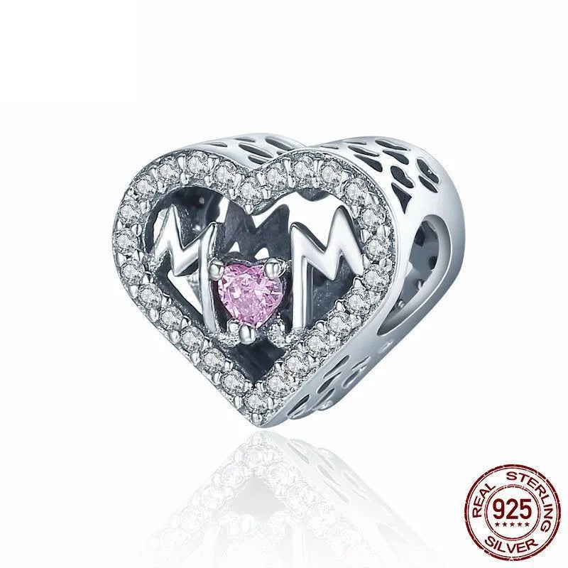 1 Piece 925 Sterling Silver Zircon Letter Heart Shape Butterfly Polished Pendant Beads Jewelry Accessories
