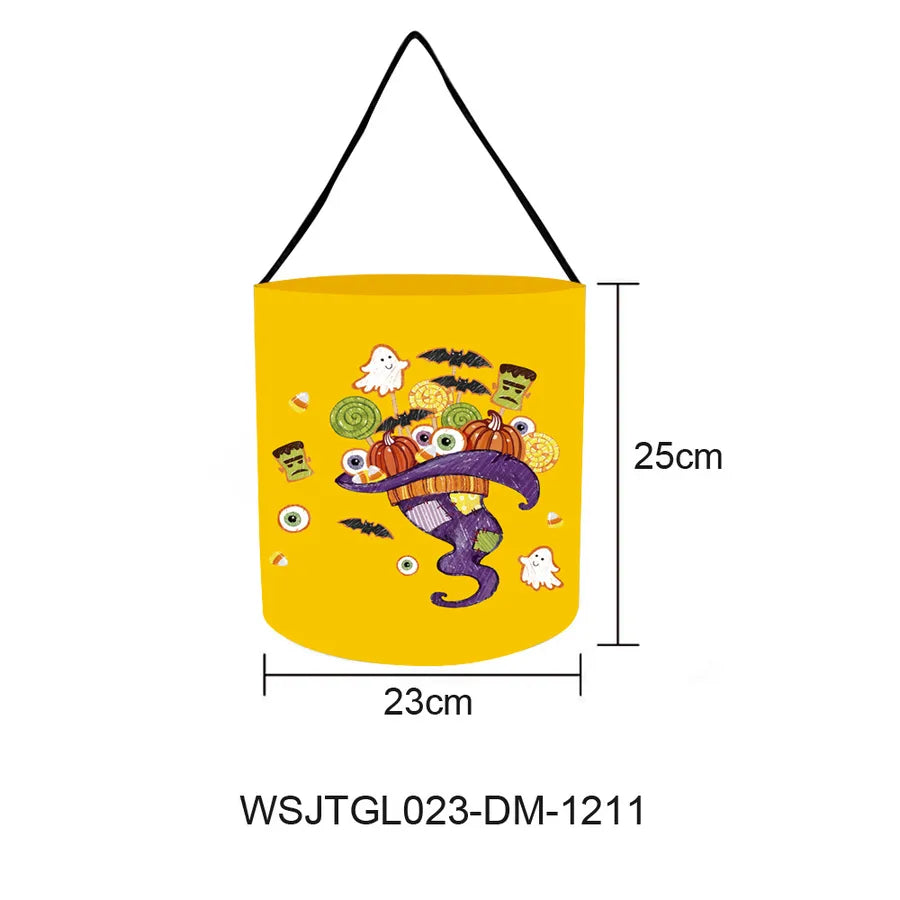 Halloween Candy Bag Pumpkin Shaped Sweet Treat Bag Decoration Arrangement Props Cloth Material Sewing Craft Party Supplies