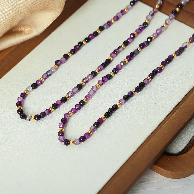 vintage style simple style geometric natural stone titanium steel 18k gold plated necklace in bulk