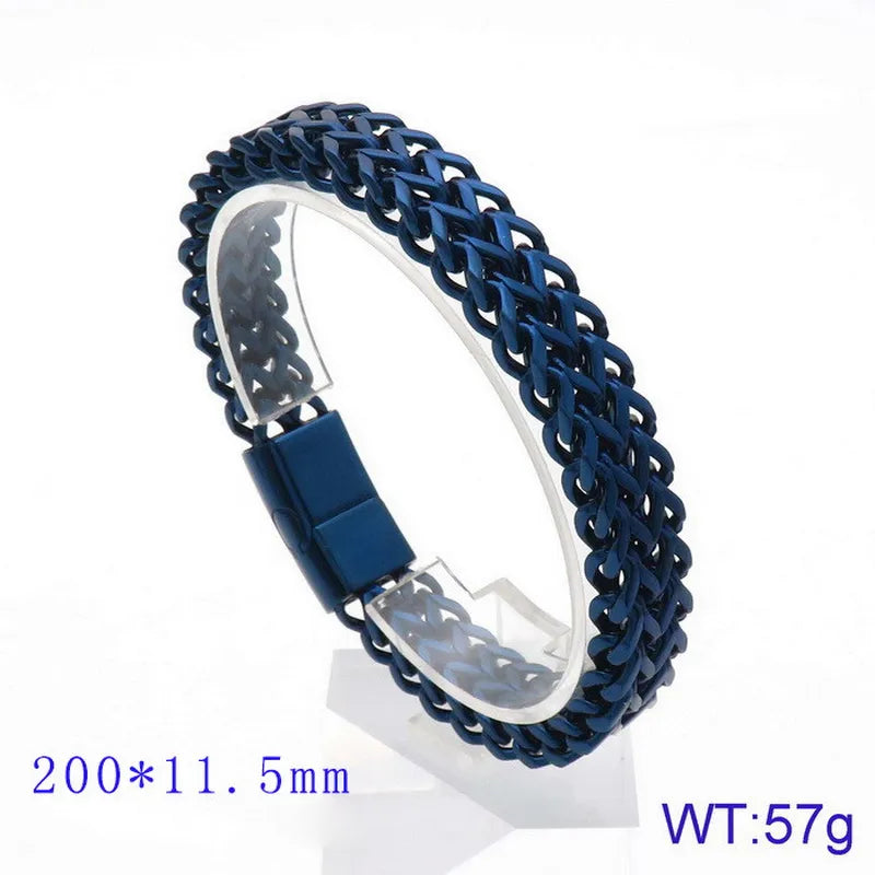Hip-Hop Retro Color Block Titanium Steel Plating 18K Gold Plated Men's Bracelets
