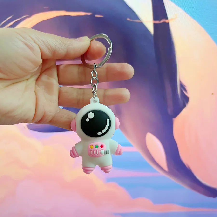 cute astronaut pvc unisex bag pendant keychain 1 piece
