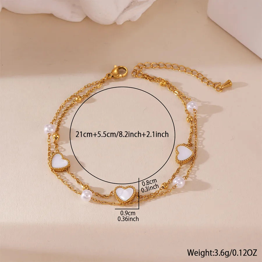Wholesale Jewelry Vacation Classic Style Heart Shape 304 Stainless Steel 18K Gold Plated Anklet