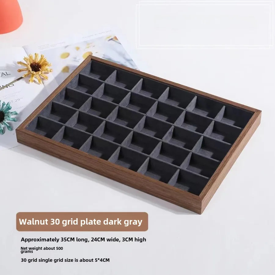 Walnut wood grain jewelry storage box ring tray stud earrings necklace watch tray jewelry bracelet display