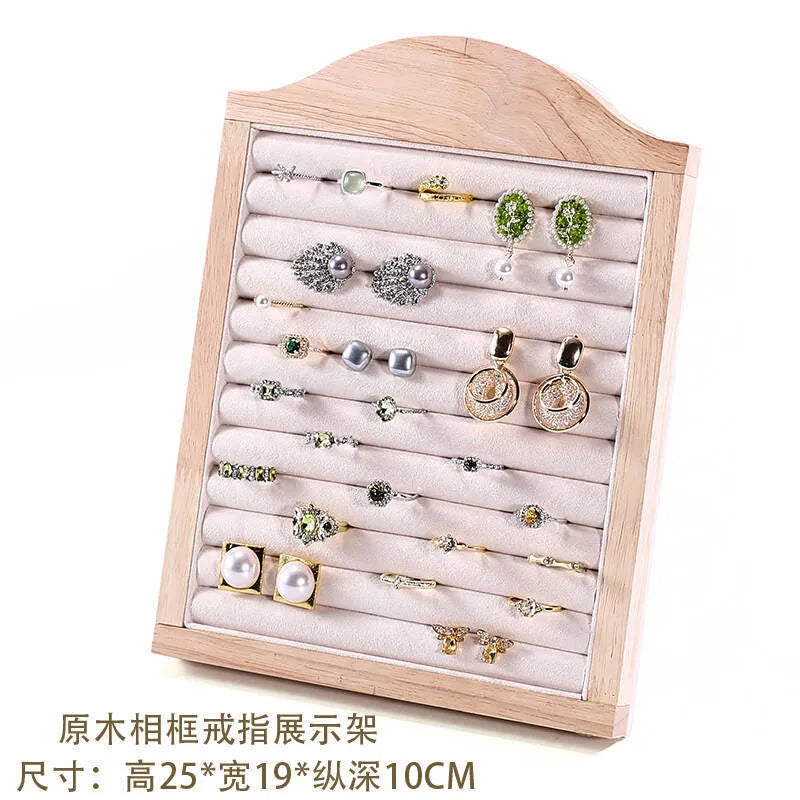 Elegant Velvet Stand Earring Display Ring Holder Luxury Jewelry Accessories Organizer Vertical Style Wooden Material Premium Feel