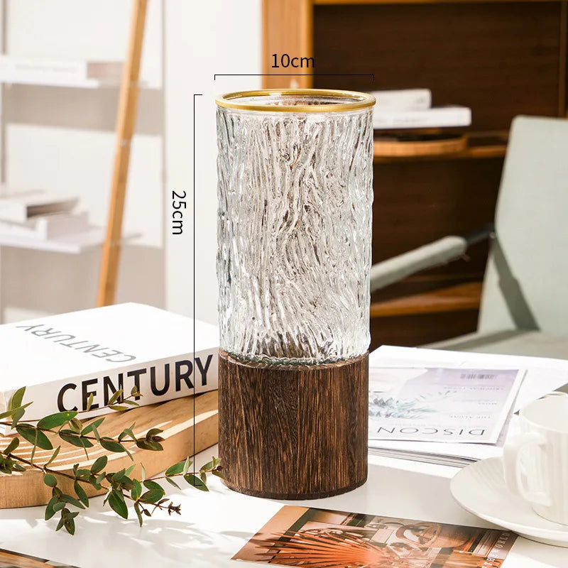 Simple Style Stripe Glass Vase Artificial Decorations