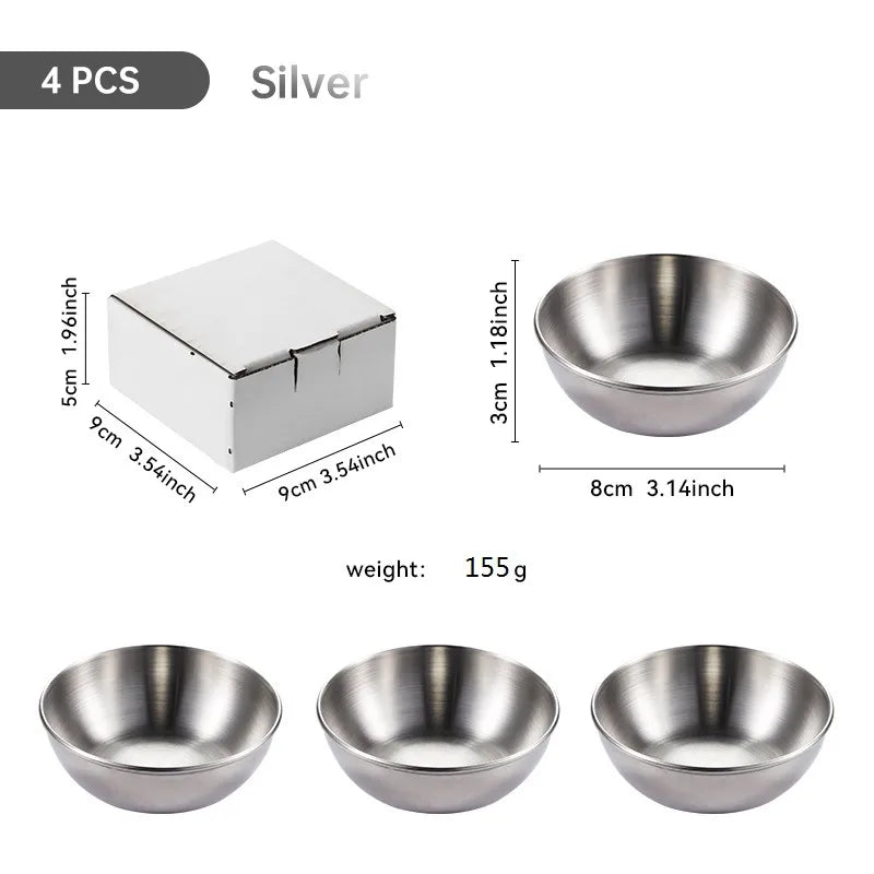 Large Stainless Steel Plate Golden Sauce Seasoning Plate 8-piece Set Household Restaurant Soy Sauce Plate 4-piece Set Dipping Sauce Plate