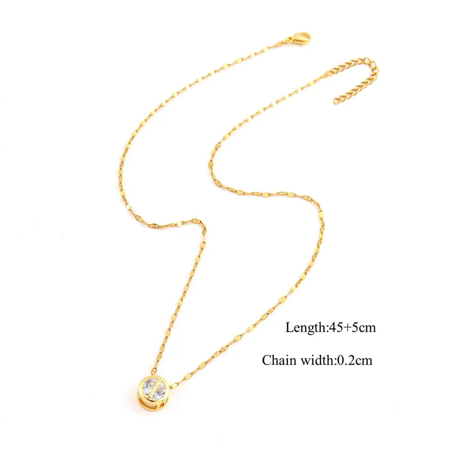 Wholesale Jewelry Elegant Simple Style Classic Style Round Letter 201 Stainless Steel Copper Artificial Crystal Lip Chain Pendant Necklace