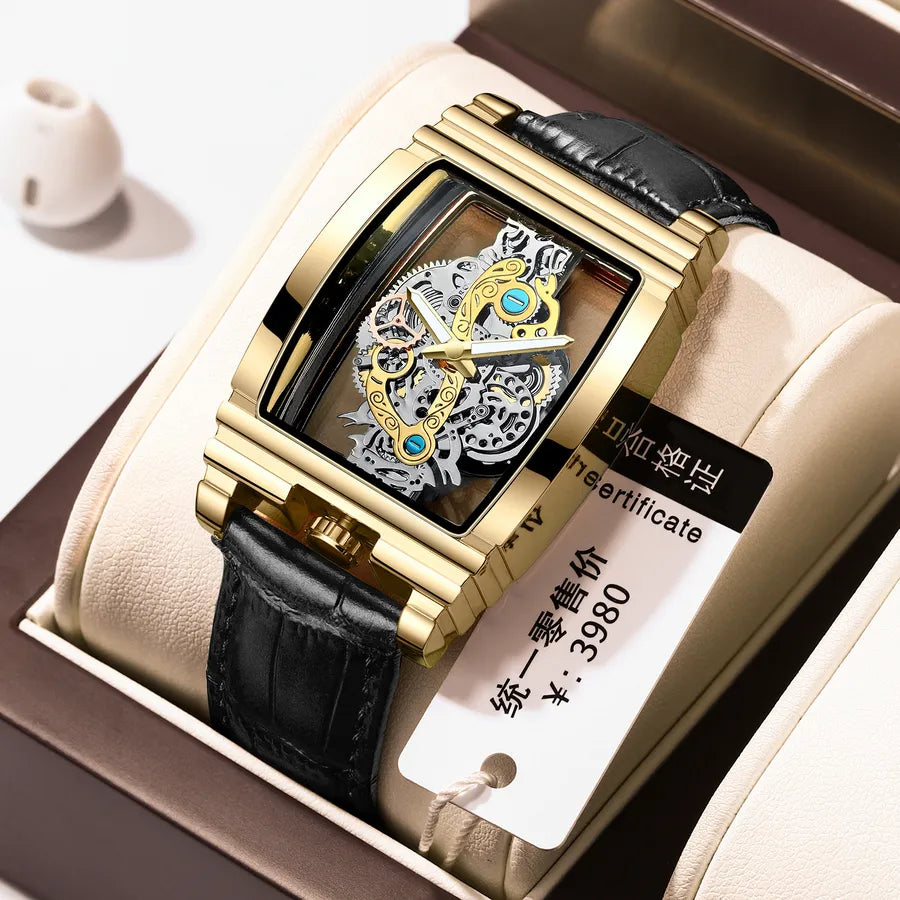business geometric mesh belt quartz men's watches