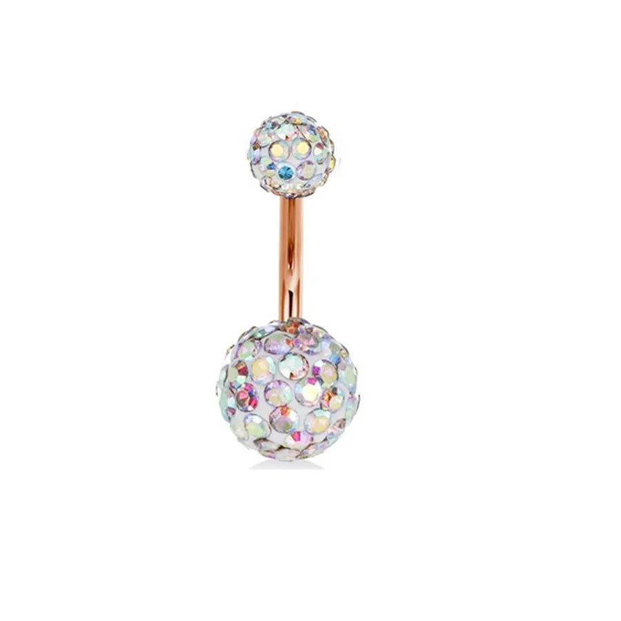 fashion solid color stainless steel inlay artificial gemstones belly ring