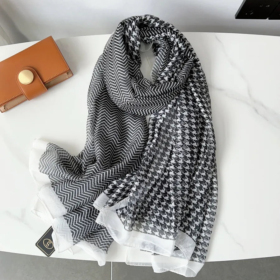 Women's Elegant Printing Polyester Chiffon Silk Scarf