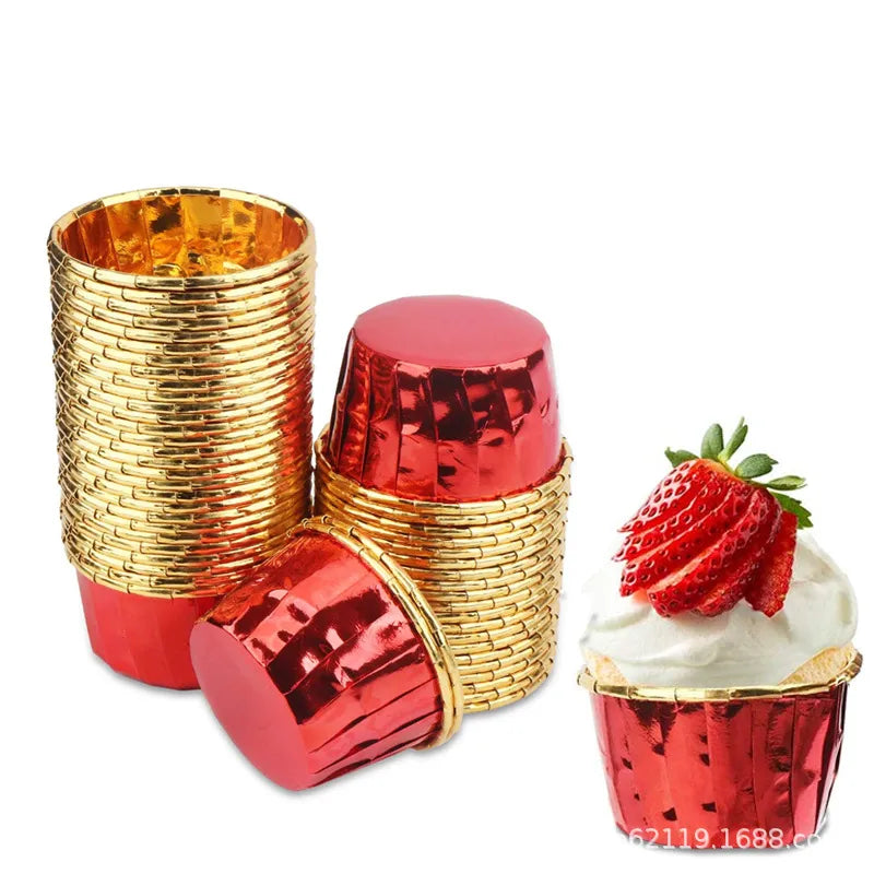 Simple Style Color Block Double-Sided Aluminized Paper cake cups