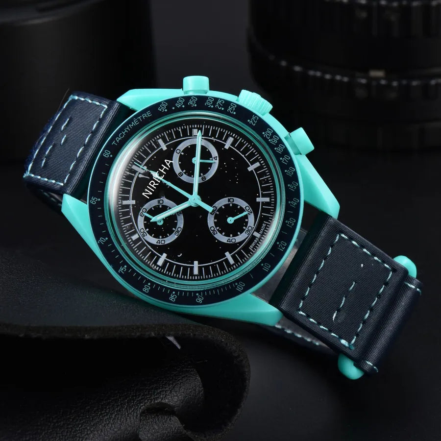 Foreign Trade Men's Niricha Oujia Glue Shell 6-Pin Super Luminous Quartz Watch Manufacturer Wholesale One Generation