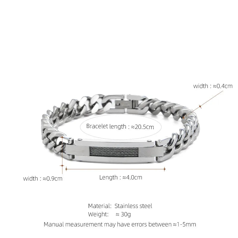 Hip-Hop Geometric 304 Stainless Steel Plating Men's Bracelets Men Chain Bracelets