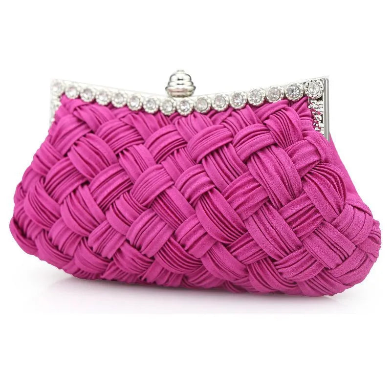 white red purple polyester solid color rhinestone dumpling shape evening bags