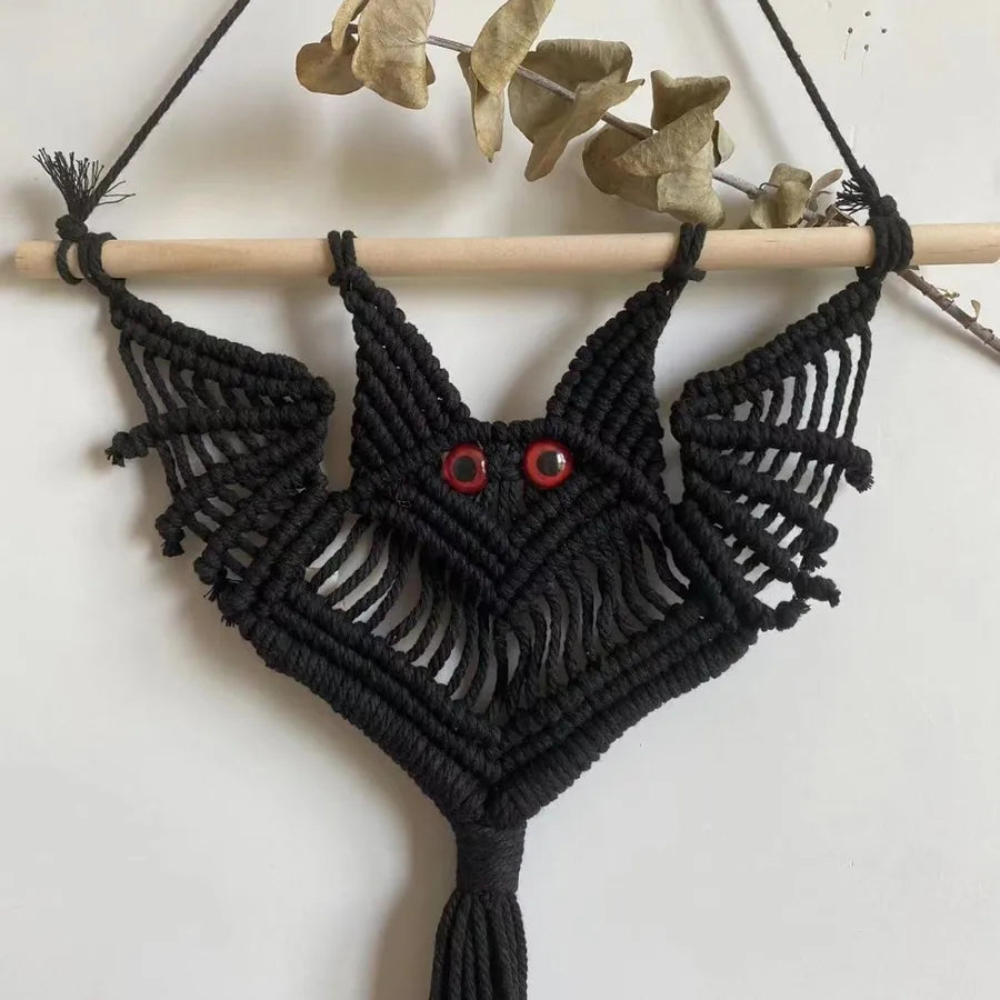 Handwoven Bat Tapestry Halloween Wall Decorations Living Room Children's Room Bedroom Wall Decor Cotton Material