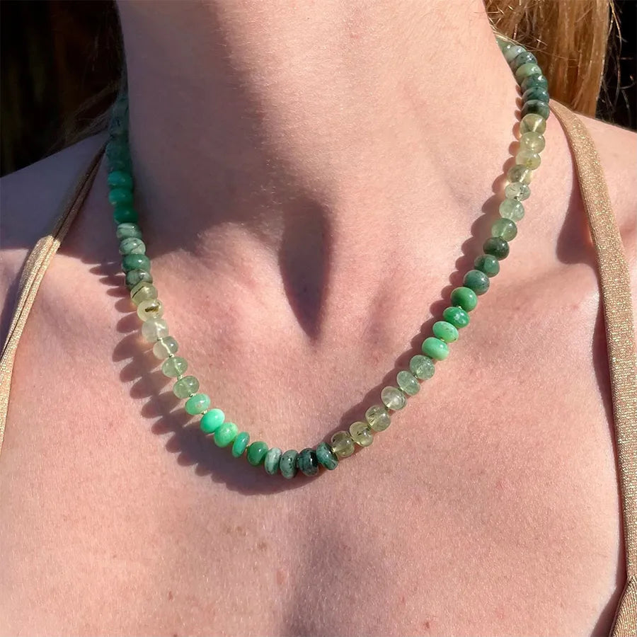 Sweet Geometric natural stone Titanium Steel Necklace In Bulk