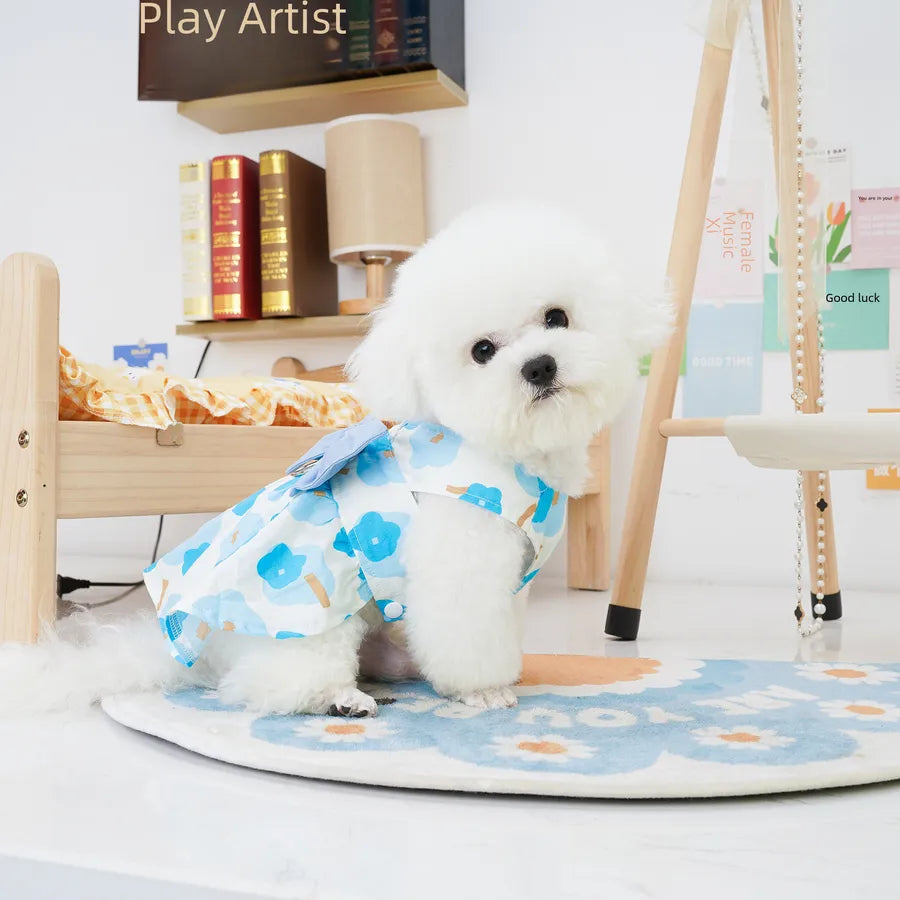 Summer Thin Pet Clothes For Small Dogs Cats Pure Cotton Floral Dress Bichon Teddy Small Dog Wholesale