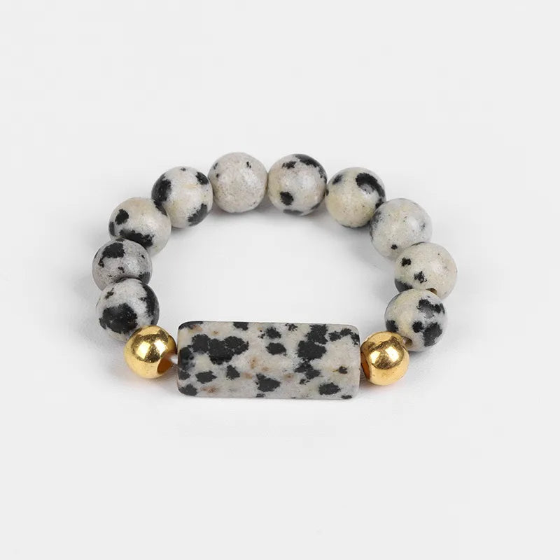 ethnic style round natural stone beaded rings 1 piece