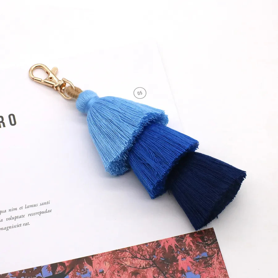 elegant color block cotton women's bag pendant keychain