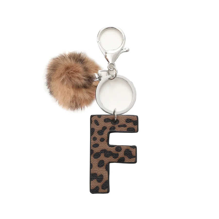 retro leopard pu leather bag pendant keychain