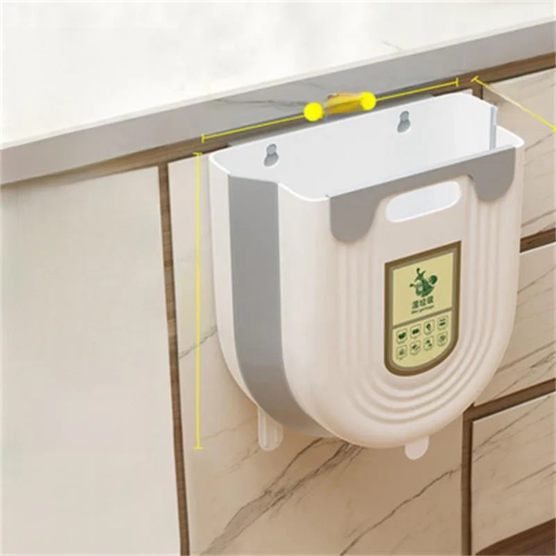 Kitchen Trash Bin Hanging Household Kitchen Waste Classification Folding Cabinet Door Wall Hanging Toilet Toilet Storage Paper Basket