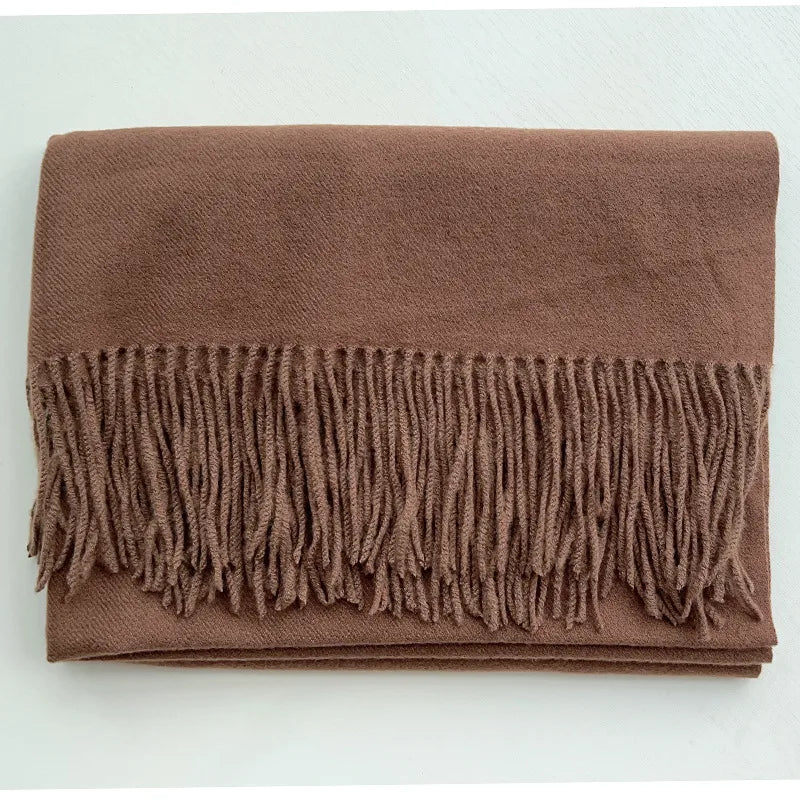 women's simple style solid color imitation cashmere scarf