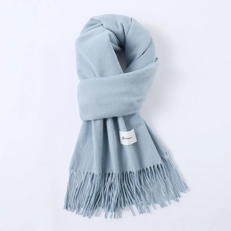 women's simple style solid color imitation cashmere scarf