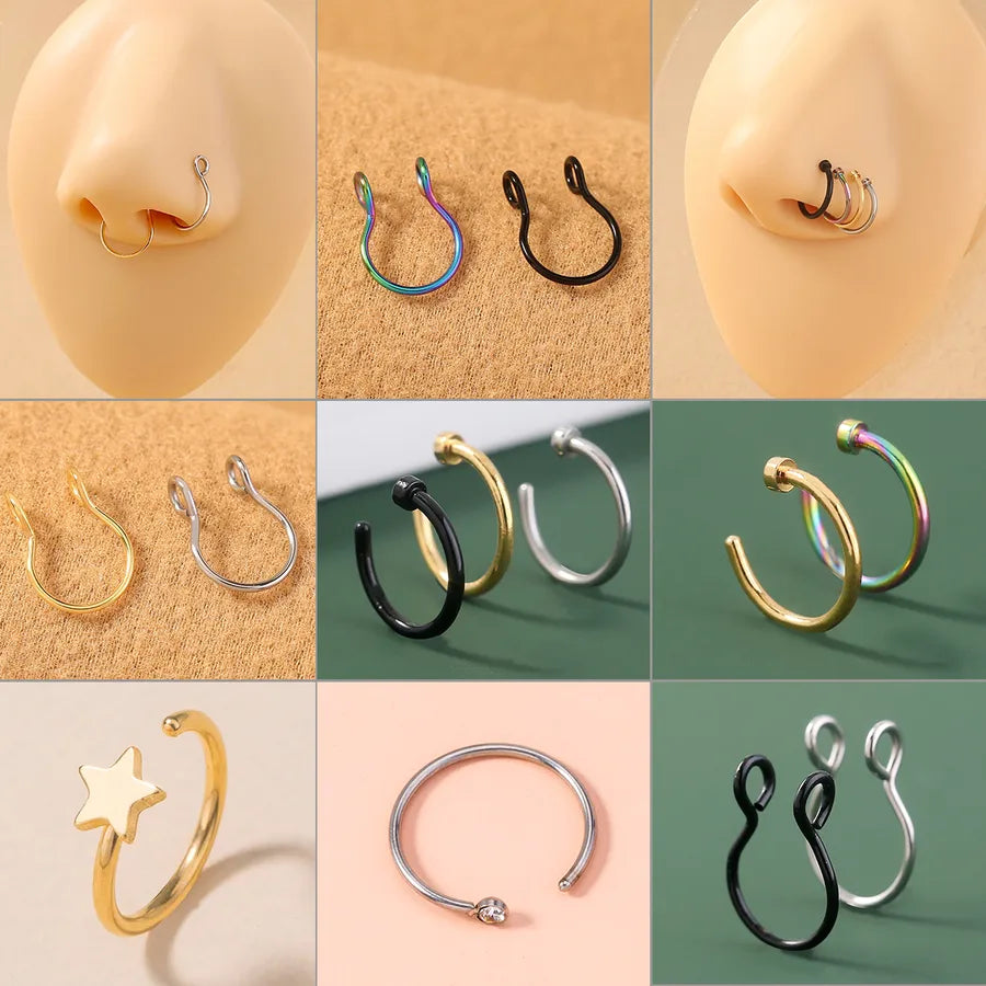 fashion geometric stainless steel plating nose ring 1 piece