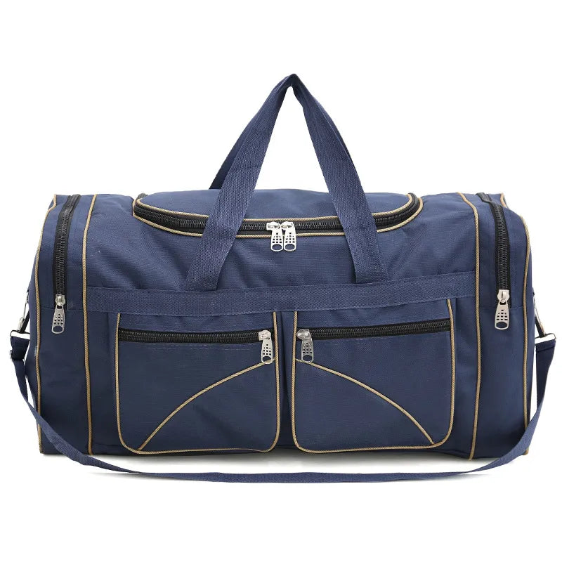 Women's  Simple Men's Duffel Bag Foldable Sports Bag Oxford Cloth Large Capacity Portable Crossbody Bag