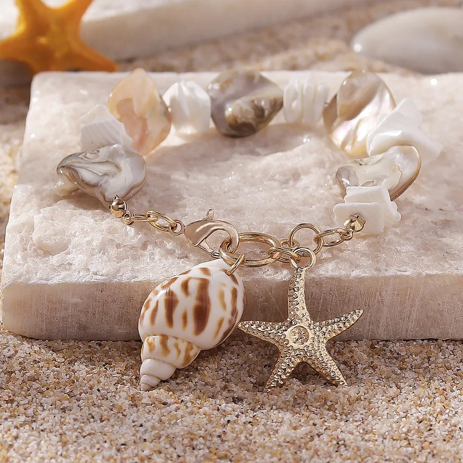Wholesale Jewelry Vacation Beach Starfish Conch gravel Zinc alloy Anklet