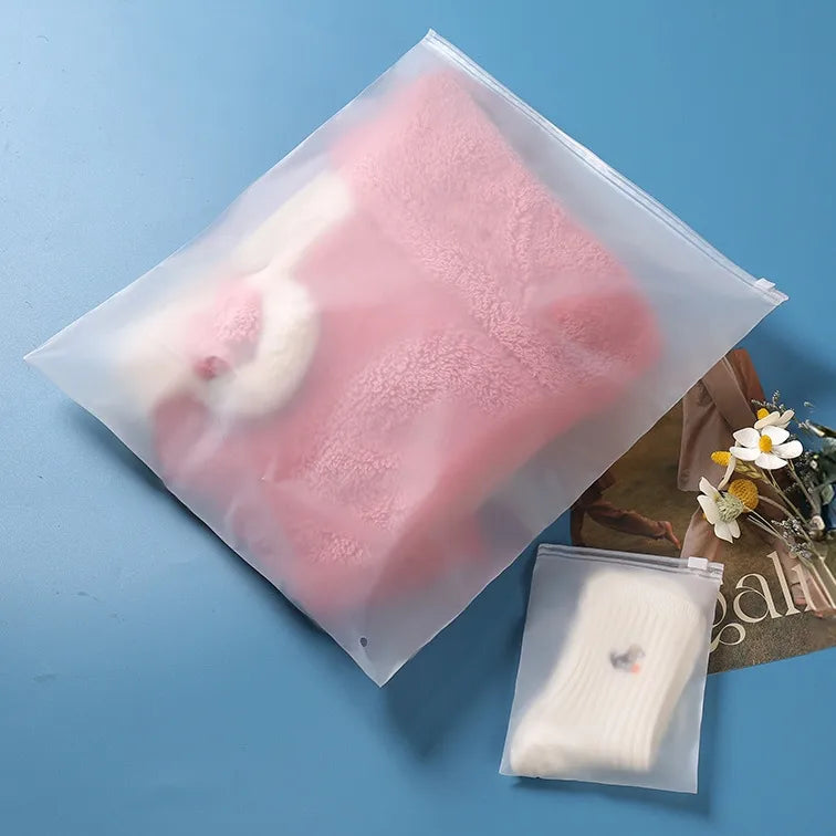 Clothing packaging bag frosted zipper bag frosted bag in stock printed transparent pe plastic Ziplock bag CPE frosted pull