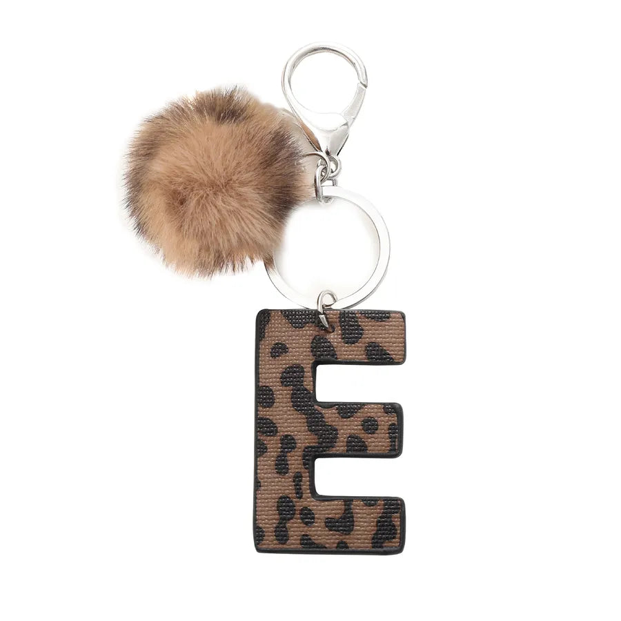 retro leopard pu leather bag pendant keychain