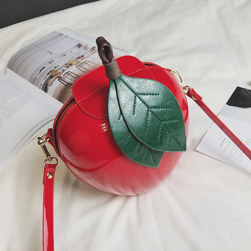 women's pu leather fruit streetwear round zipper circle bag