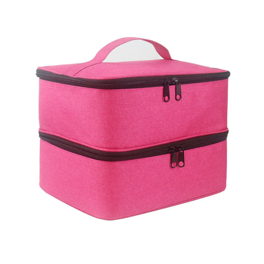 Basic Stripe Solid Color Pu Leather Cloth Square Makeup Bags