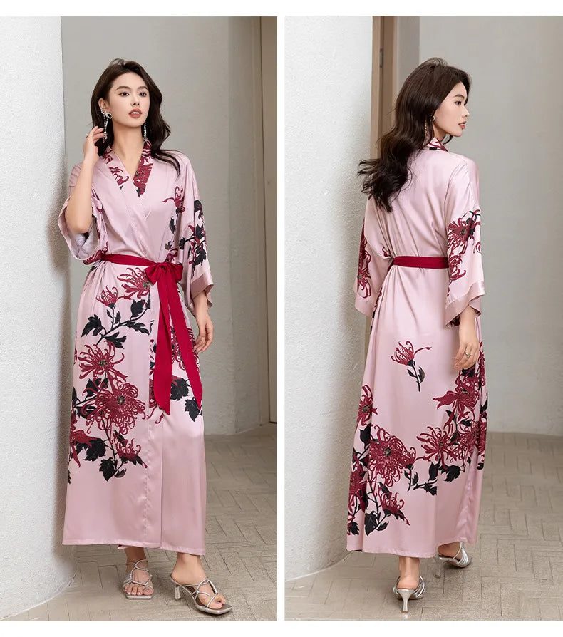 new satin chiffon ice silk light bathrobe multicolors