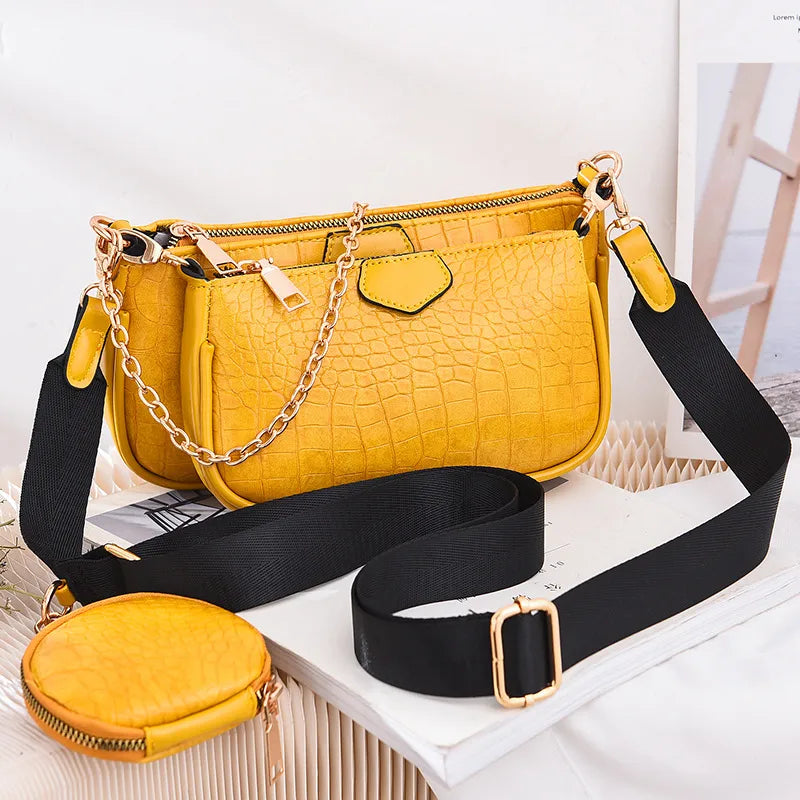 Crossbody small bag  new women's Korean style fresh fashion triplets women's bag crossbody shoulder handbag