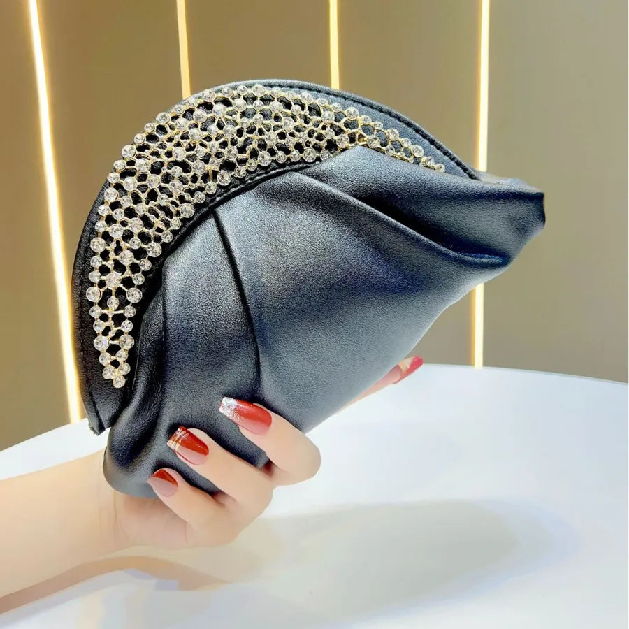 Elegant Cloud Shape Dinner Bag Women's Crossbody Handbag Shoulder Bag Sequin And Chain Detail Polyester Evening Clutch